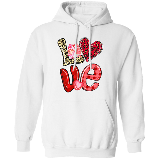 Love Gnome, My Love, Valentine Pattern, Leopard Love, Valentine's Day, Trendy Valentine Pullover Hoodie