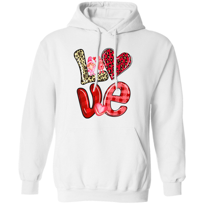 Love Gnome, My Love, Valentine Pattern, Leopard Love, Valentine's Day, Trendy Valentine Pullover Hoodie