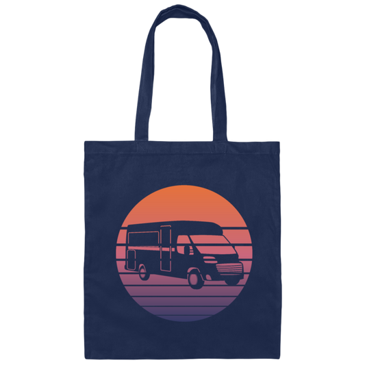 Camping Vintage, Sun Camper Gift, Campground Vacation, Like To Camp In Nature Canvas Tote Bag