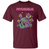 Psychedelic, Magic Mushroom, Mushroom And Skull Psycho Unisex T-Shirt