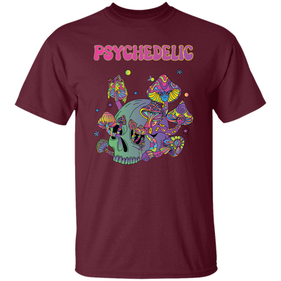 Psychedelic, Magic Mushroom, Mushroom And Skull Psycho Unisex T-Shirt