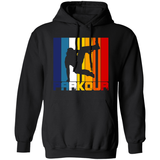 Retro Parkour Jumping, Birthday Gift, Free Running, Climbing Movement Pullover Hoodie