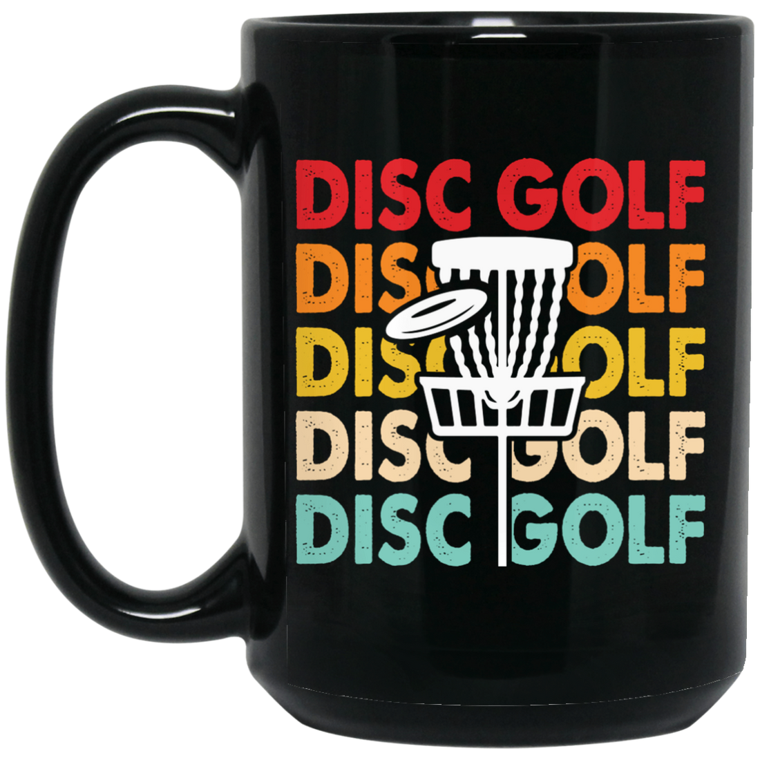 Disc Golf Game, Retro Disc Golf, Through The Disc To The Basket Black Mug
