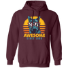 1989 Birthday Gift, Cat Lover Gift, Awesome Since 1989, Retro Cat Gift Pullover Hoodie