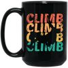 Climber Mountain, Vintage Climb, Retro Bouldering, Love Climb Black Mug