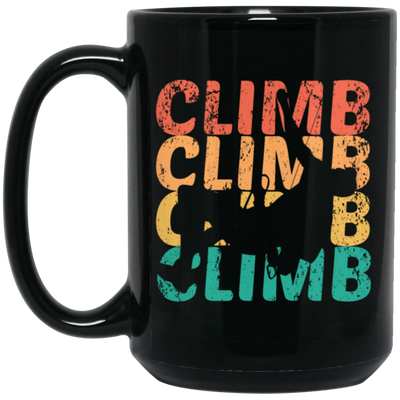 Climber Mountain, Vintage Climb, Retro Bouldering, Love Climb Black Mug