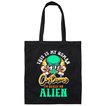 Alien Lover This Is My Human Costume I Am Really An Alien Canvas Tote Bag