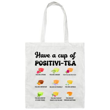 Have A Cup Of Positivi-Tea, Nine Of Tea Cup Canvas Tote Bag