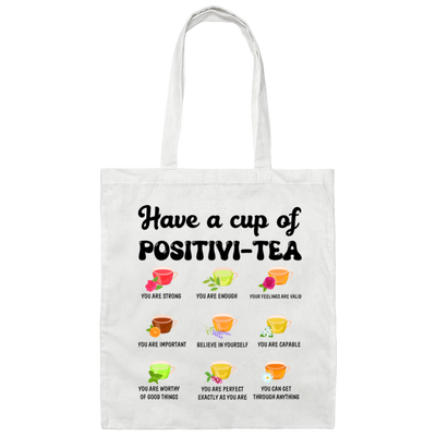 Have A Cup Of Positivi-Tea, Nine Of Tea Cup Canvas Tote Bag