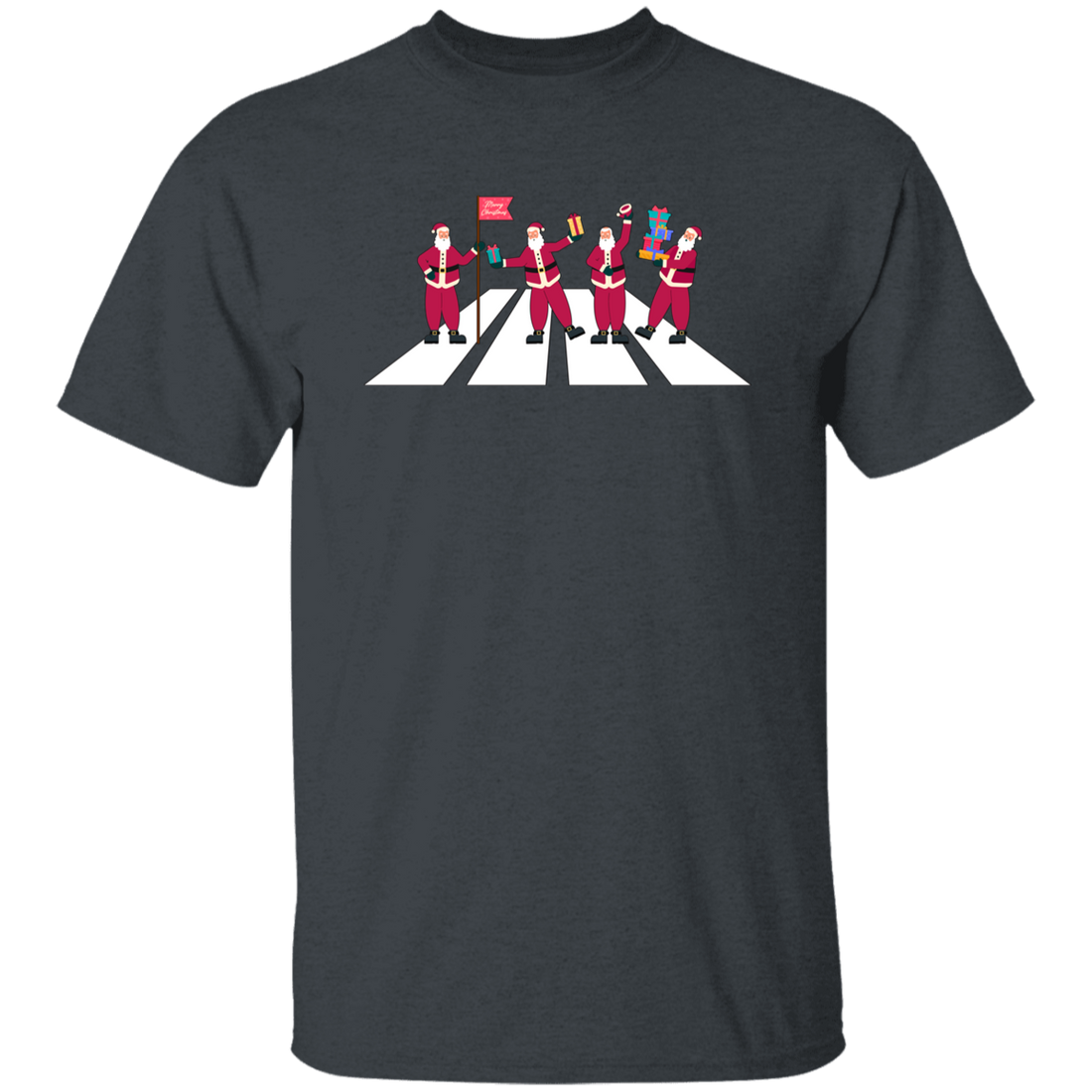 Santa Gift, Santa Road Crossing, Xmas Gift, Road Scene Unisex T-Shirt