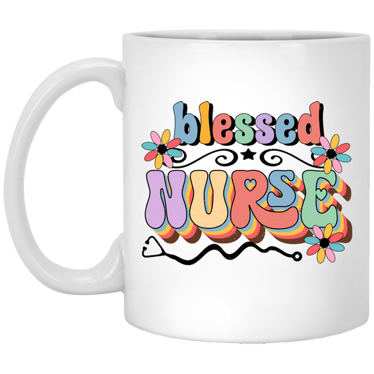 Blessed Nurse, Groovy Nurse, Groovy Blessed White Mug