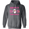 Groovy Christmas, Cool Santa, Pink Groovy Xmas, Merry Christmas, Trendy Christmas Pullover Hoodie