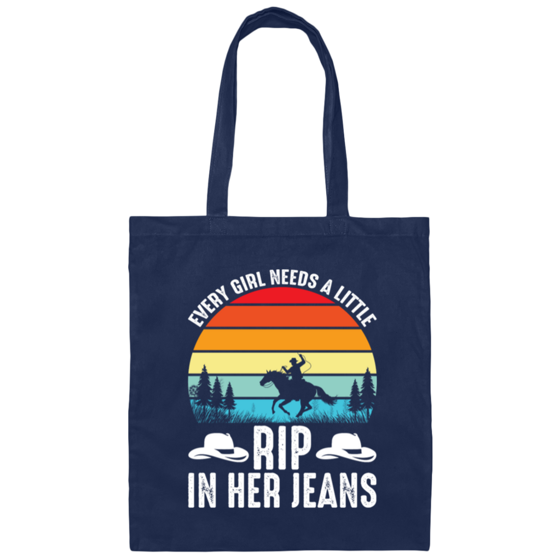 My Girl Retro Gift, Every Girl Need A Little Rip In Her Jeans, Retro Girl Gift, Cow Girl Canvas Tote Bag