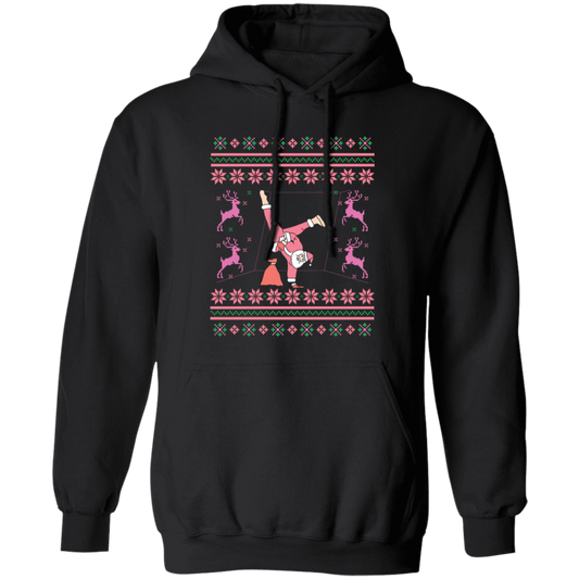 Pinky Santa, Hip Hop Santa, Santa Breakdance, Xmas Pattern, Merry Christmas, Trendy Christmas Pullover Hoodie