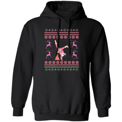 Pinky Santa, Hip Hop Santa, Santa Breakdance, Xmas Pattern, Merry Christmas, Trendy Christmas Pullover Hoodie