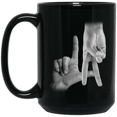 LA Sign, Hand Sign, Los Angeles Hand Sign, Love American, Black And White Black Mug