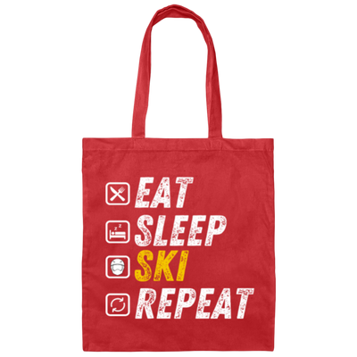 Eat Sleep Ski - Funny Alpine Skiing Gift Canvas Tote Bag