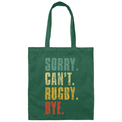 Sorry Can't Rugby Bye Funny Vintage Retro Distres Canvas Tote Bag