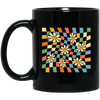 Groovy Emotion, Smile Icon, Smiley Face, Smiley Sunflower Black Mug