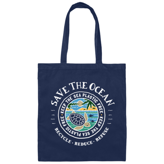 Save The Ocean - Turtle Keep The Sea Plastic Free Canvas Tote Bag