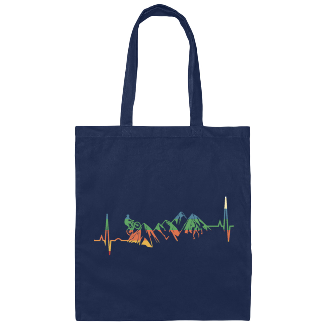 Retro Mountain Bike Funny Mountain Bike Heartbeat Canvas Tote Bag