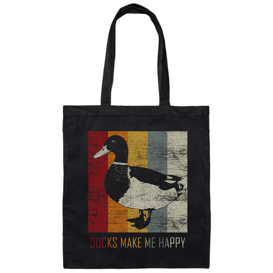 Special Duck The Ducks Make Me Happy Retro Canvas Tote Bag