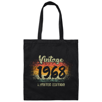 Vintage 1968 Limited Edition, Retro 52nd Birthday Gift Canvas Tote Bag