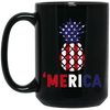 Pineapple America, American Flag, 4th July Anniversity, Pineapple Gift Black Mug