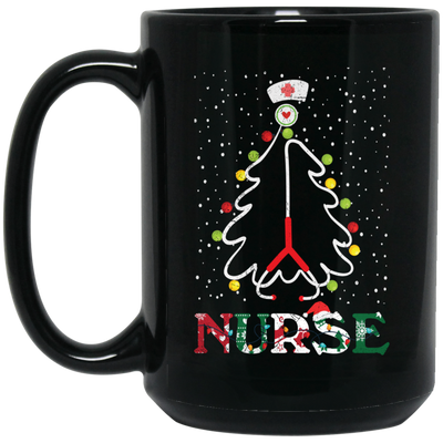 Nurse Christmas, Xmas Tree, Christmas Gift For Nurse Black Mug