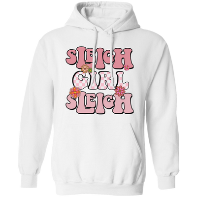 Sleigh Girl Sleigh, Pinky Sleigh, Groovy Sleigh, Pink Christmas Pullover Hoodie