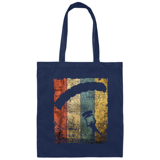 Skydiver, Retro Parachute, Paragliding Veterans Day, Army Vintage Style Canvas Tote Bag