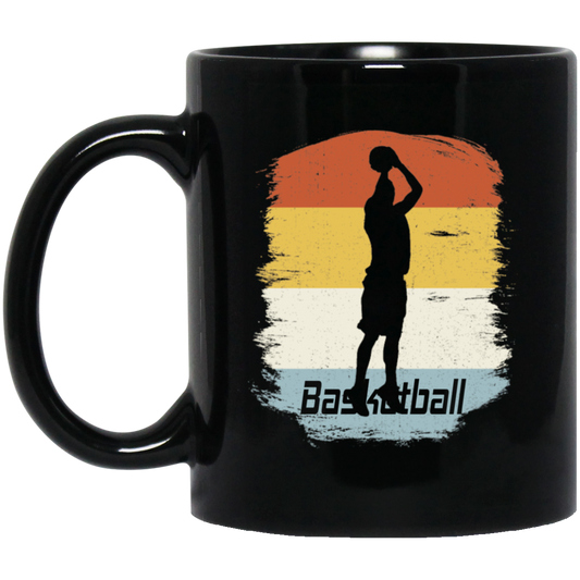 Volleyball Lover, Hoops Retro Style, Vintage Volleyball, Retro Sport Black Mug