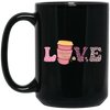 Love Valentine, Leopard Lover, Pink Cup Of Coffee, Valentine's Day, Trendy Valentine Black Mug