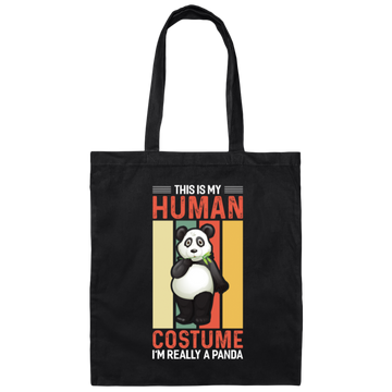 Panda Costume, I Am Really A Panda, This Is My Human, Retro Panda Canvas Tote Bag
