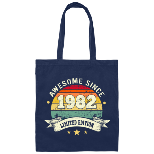 Retro 1982 Birthday Gift, Awesome Since 1982 Canvas Tote Bag