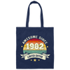 Retro 1982 Birthday Gift, Awesome Since 1982 Canvas Tote Bag