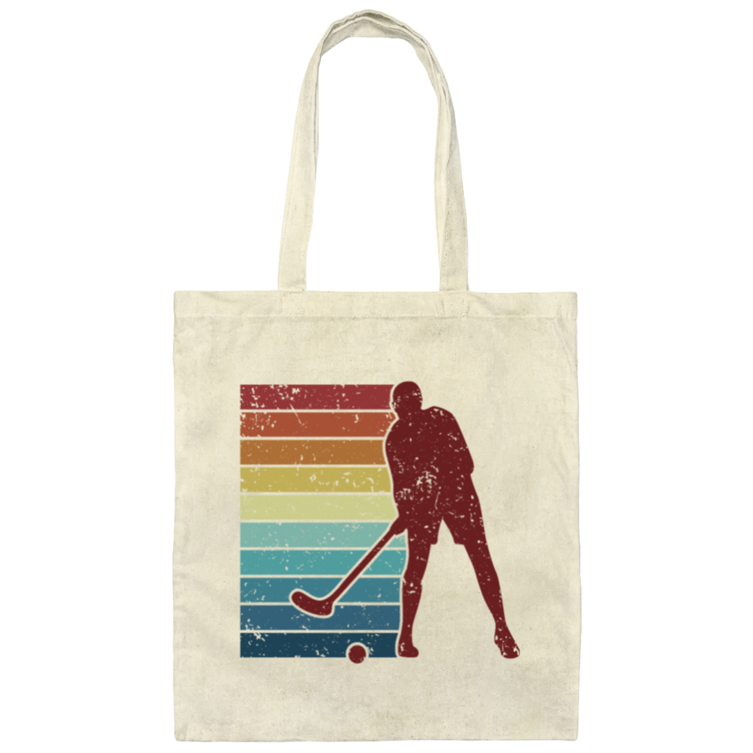 Retro Hockey Player, Field Hockey Indoor Hockey Canvas Tote Bag