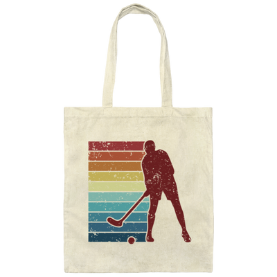 Retro Hockey Player, Field Hockey Indoor Hockey Canvas Tote Bag