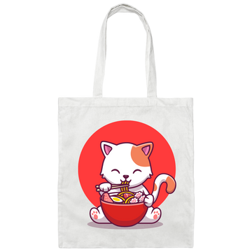 Cat Ramen, Love Ramen, Cat Eat Japanese Noodles Canvas Tote Bag