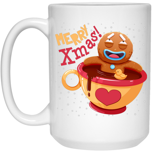 Gingerbread In Coffee Cup, Relaxing Gingerbread, Merry Christmas, Trendy Christmas White Mug