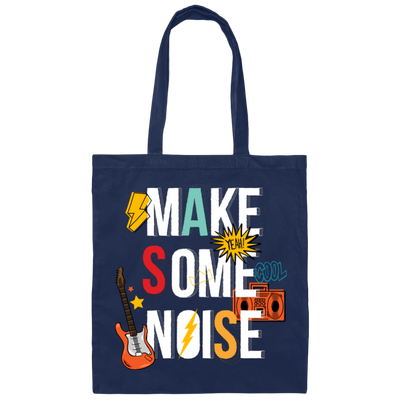 Make Some Noise, Love The Rock Music, Guitar, Cassette Canvas Tote Bag