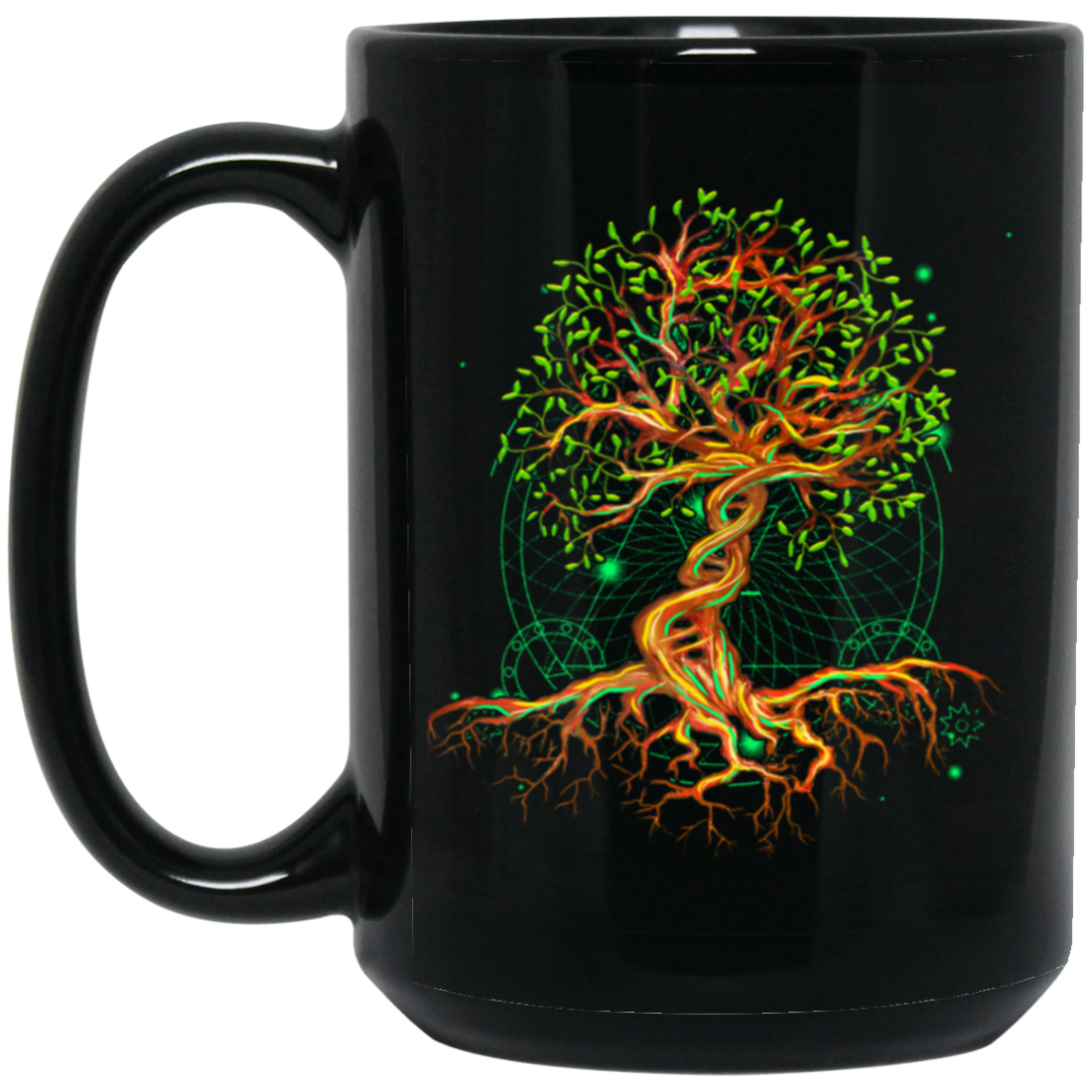 DNA Tree Of Life, Genetics Colorful Biology Science Black Mug