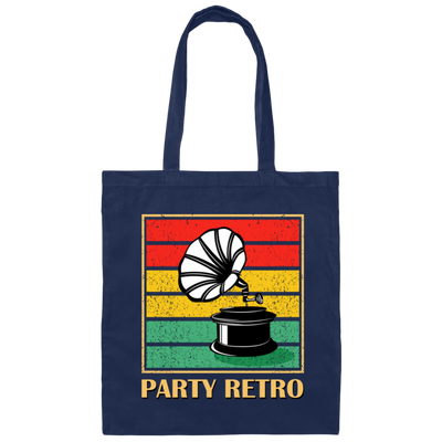 Retro Grammophone, Party Retro, Retro Music Canvas Tote Bag