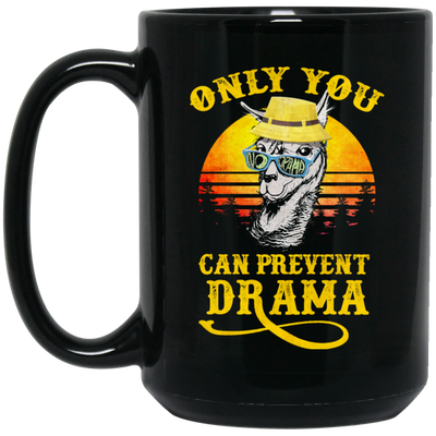 Llama Camping, Only You Can Prevent Drama, Love Llama, Best Retro Black Mug