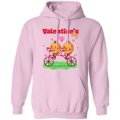 Valentine's Day, Trendy Valentine, Orange Couple, Orange Ride A Bike Pullover Hoodie