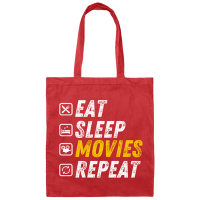 Eat Sleep Movies Repeat - Funny Film Loving Canvas Tote Bag
