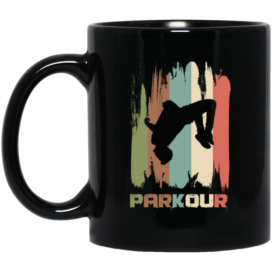 Movement Obstacle Course Parkour Vintage, Silhouette Freerunners Black Mug