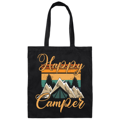 Retro Camping, Happy Camper Vintage Canvas Tote Bag