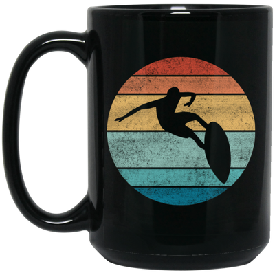 Surfing Distressed Beach, Vintage Surfer, Retro Surf Black Mug