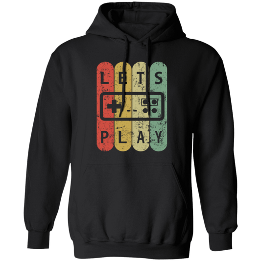 Old School Vintage, Let's Play Game, Retro Video Game, Player Gift Pullover Hoodie